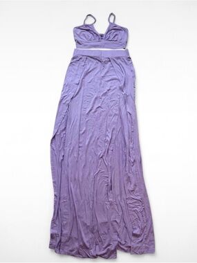 Lilac Purple Two Piece Set Spaghetti Strap Crop Top & Maxi Skirt